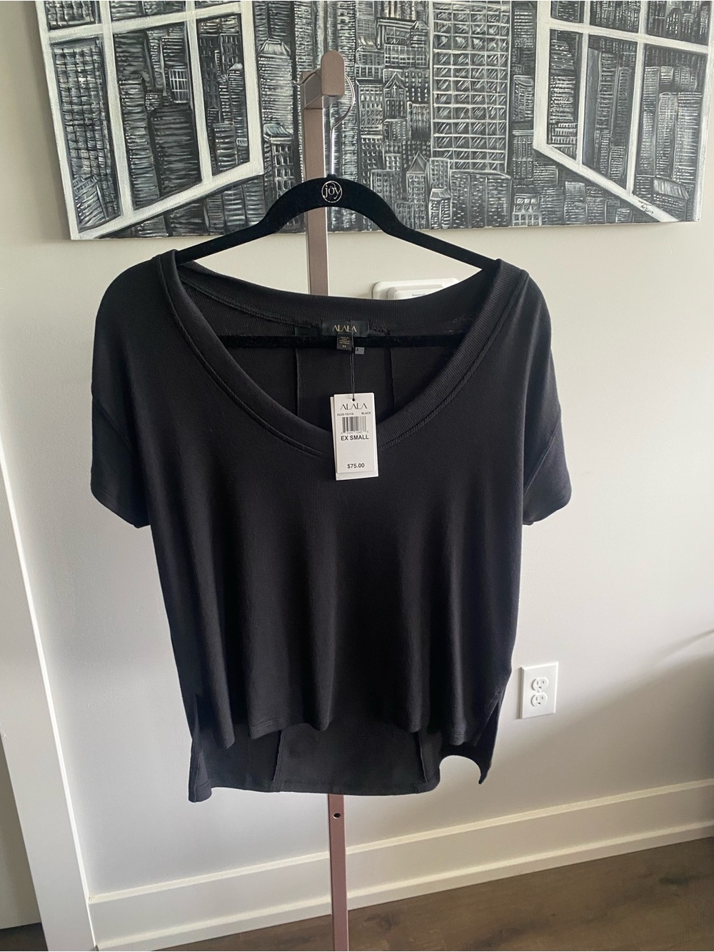 NWT ALALA Oversize V-Neck Short Sleeve Tee Top Size XS $75 Retail